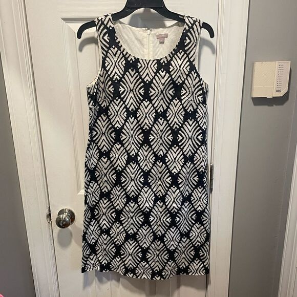 J Jill Knee Length Tropical Print Linen Dress. - Picture 1 of 4